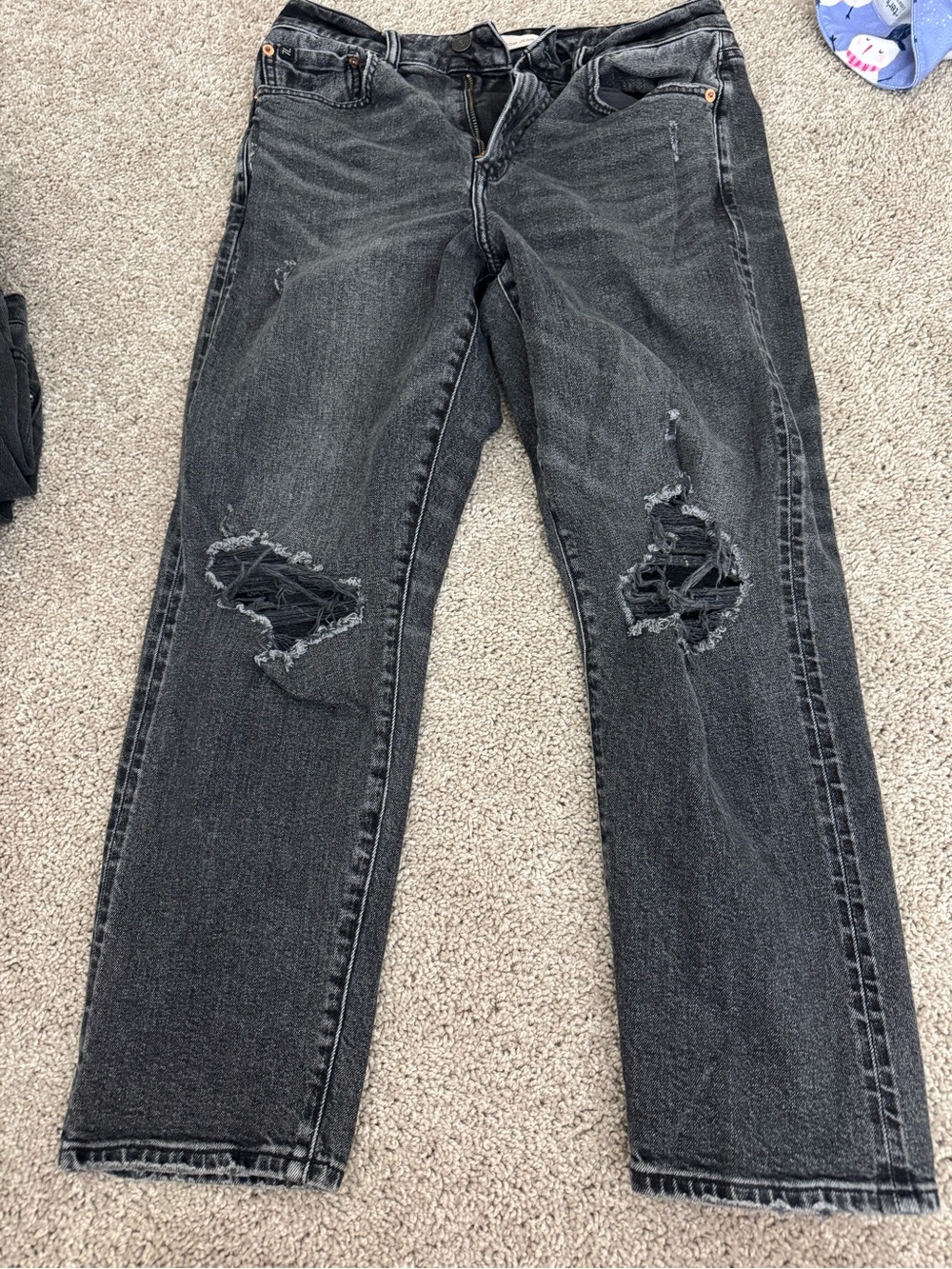 American Eagle Outfitters Black Distressed Straight Jeans
